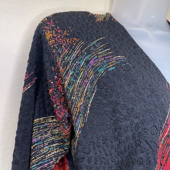 A Touch Of Class | VTG Metallic Brush Stroke Abstract Print Open Front Cardigan - Picture 7 of 13